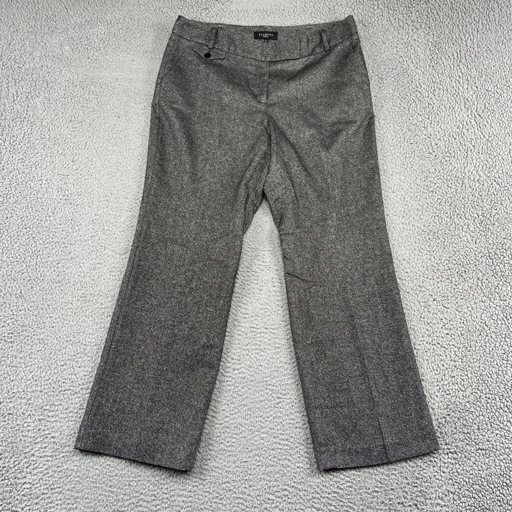Talbots Pants Women 14P Gray Curvy Wool Blend Tweed Straight Leg Career Trousers
